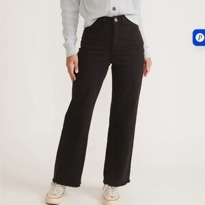 MARINE LAYER Full Length Raw Edge Bridget Pants Women 2 Black Wide Leg High Rise
